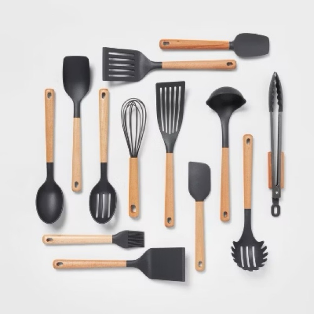 Target Made By Design Wood and Grey 13-Piece Utensil Set